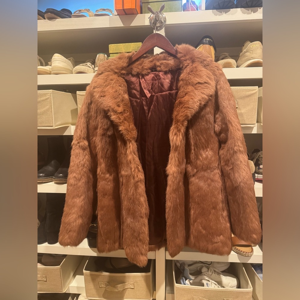 Perfect Vintage Women's Brown Rabbit Fur Coat